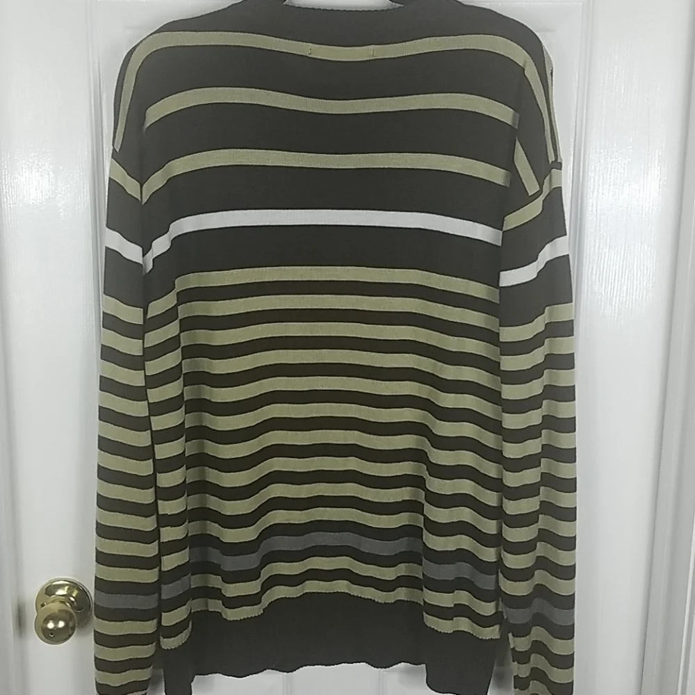 KOMAN, Men's Sweater, brown beige stripes, size L